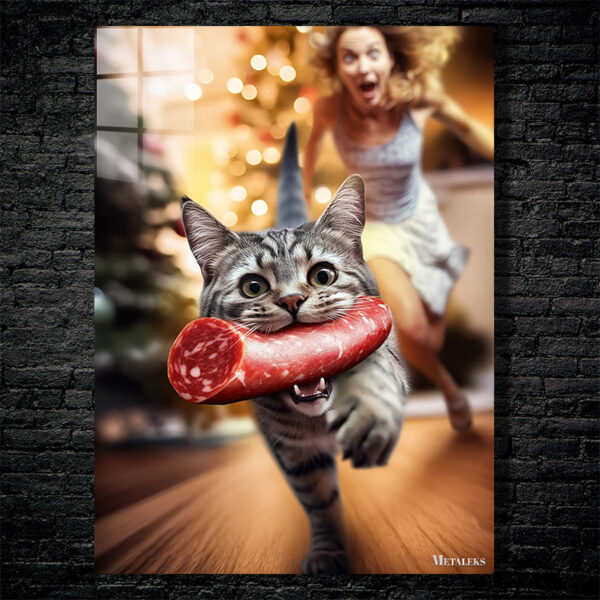 Cat Steals Sausage
