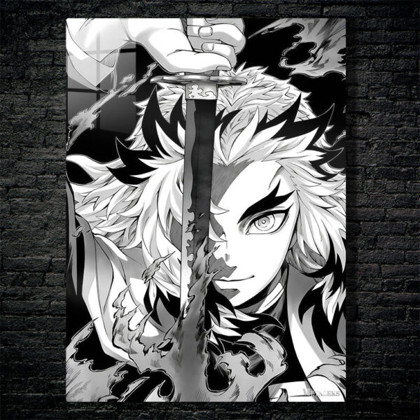 Kyojuro Rengoku black and white