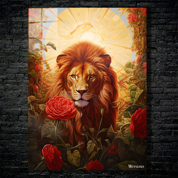 Lion in Roses